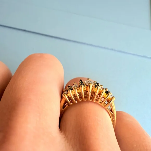 Harlequin Spinel & Cubic Zirconia 925 Sterling Silver 18K Vermeil Cocktail Ring